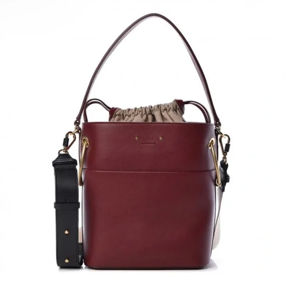 Chloe Smooth Calfskin Medium Roy Bucket Bag Plum Purple - Picture 1 of 11